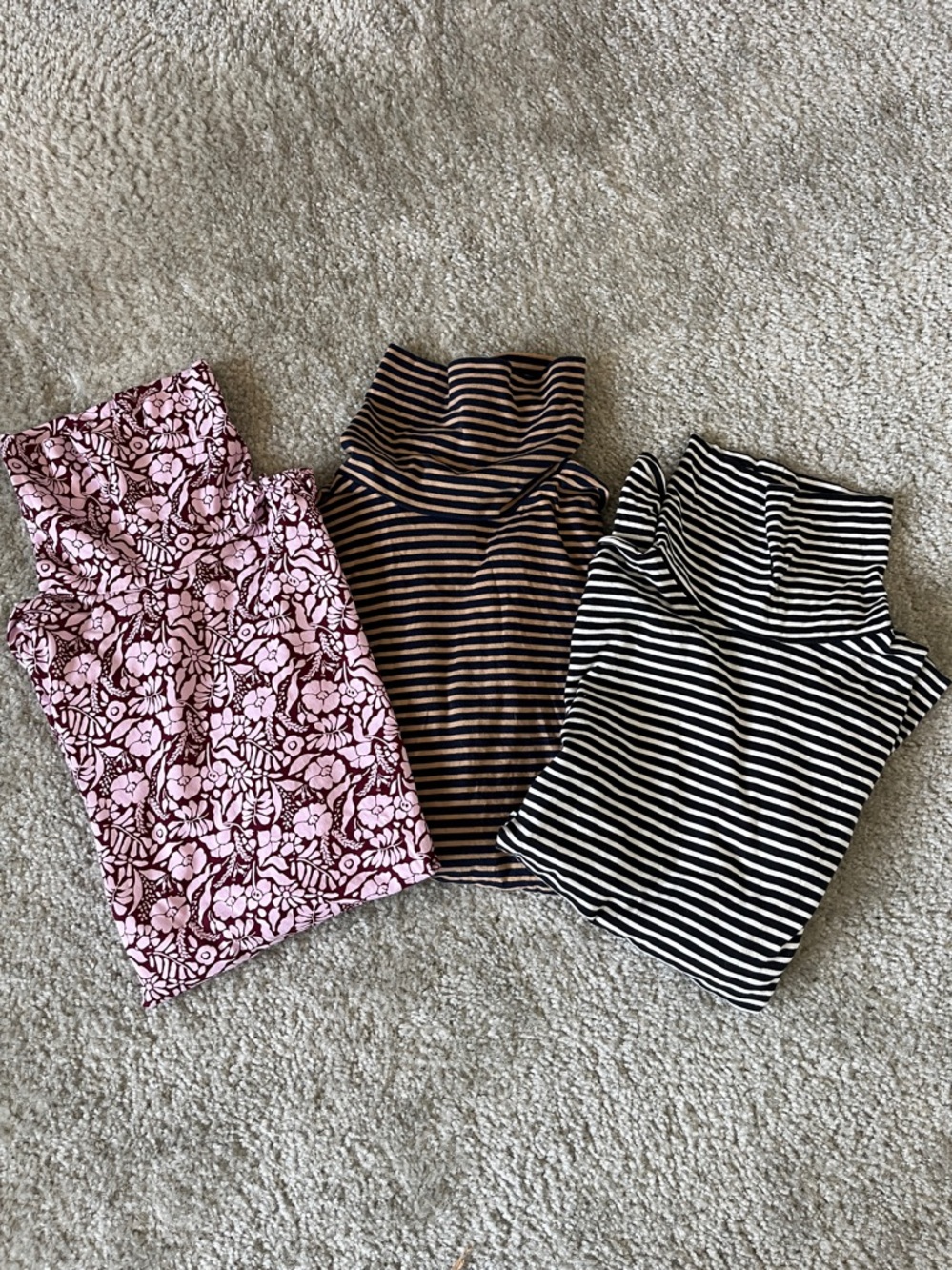 J. Crew 3 turtlenecks light weight Striped floral cotton tops shirts Small S - Picture 10 of 10
